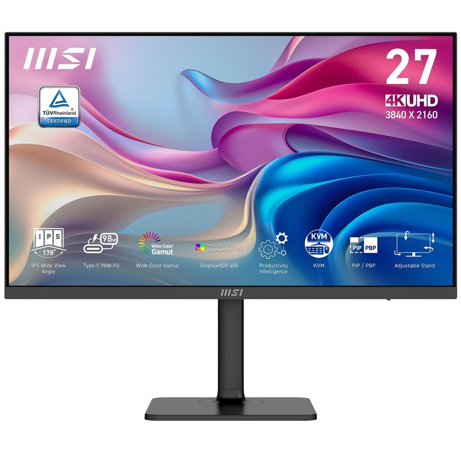 Monitor - 27" MSI Modern MD272UPHG - 3840x2160 (4K) - 60Hz - IPS - 98W USB-C - KVM switch - Modern MD272UPHG