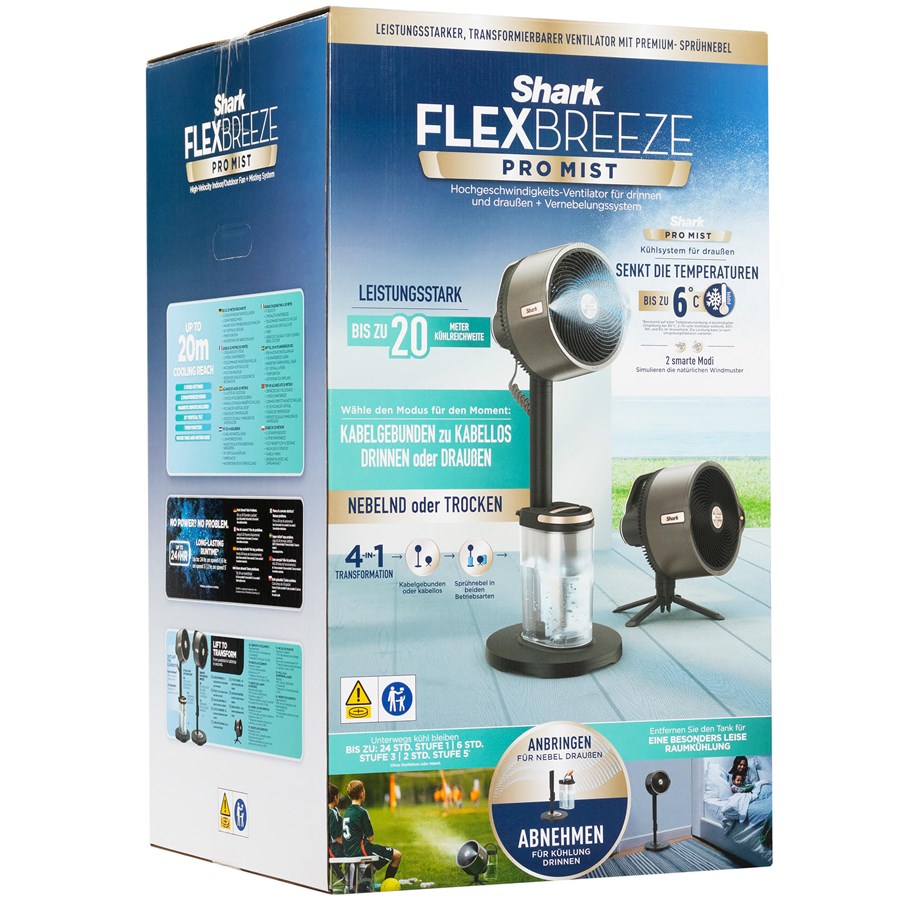 Klima / Ventilatoren / Klimaanlage - Shark FA300EU FlexBreeze Pro Mist – Indoor and Outdoor Fan with Outdoor Misting System - FA300EU