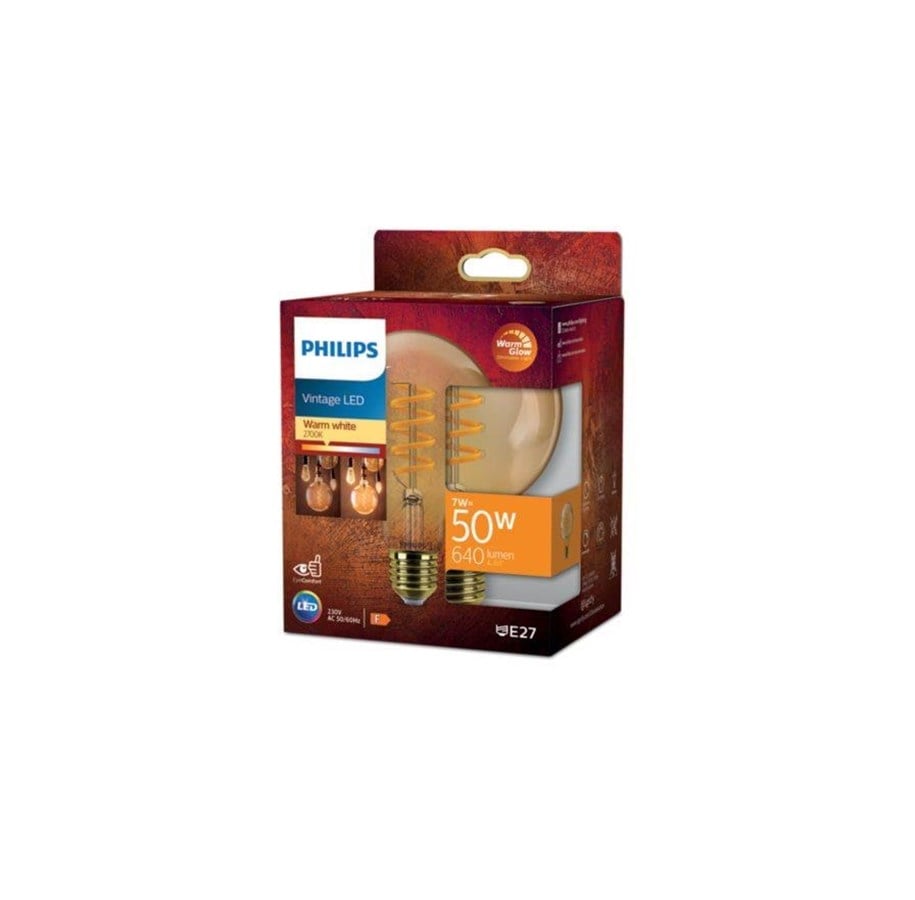 LED-Birnen - Philips LED-Lampe Vintage G95 640lm 7W(50W) WarmGlow Dimmable Amber E27 - 929003807101