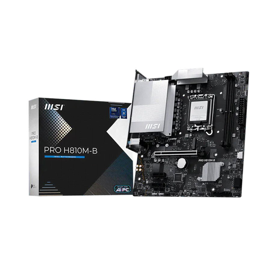 Mainboard - MSI PRO H810M-B Mainboard - Intel H810 - Intel LGA1851 - DDR5 RAM - Micro-ATX - PRO H810M-B