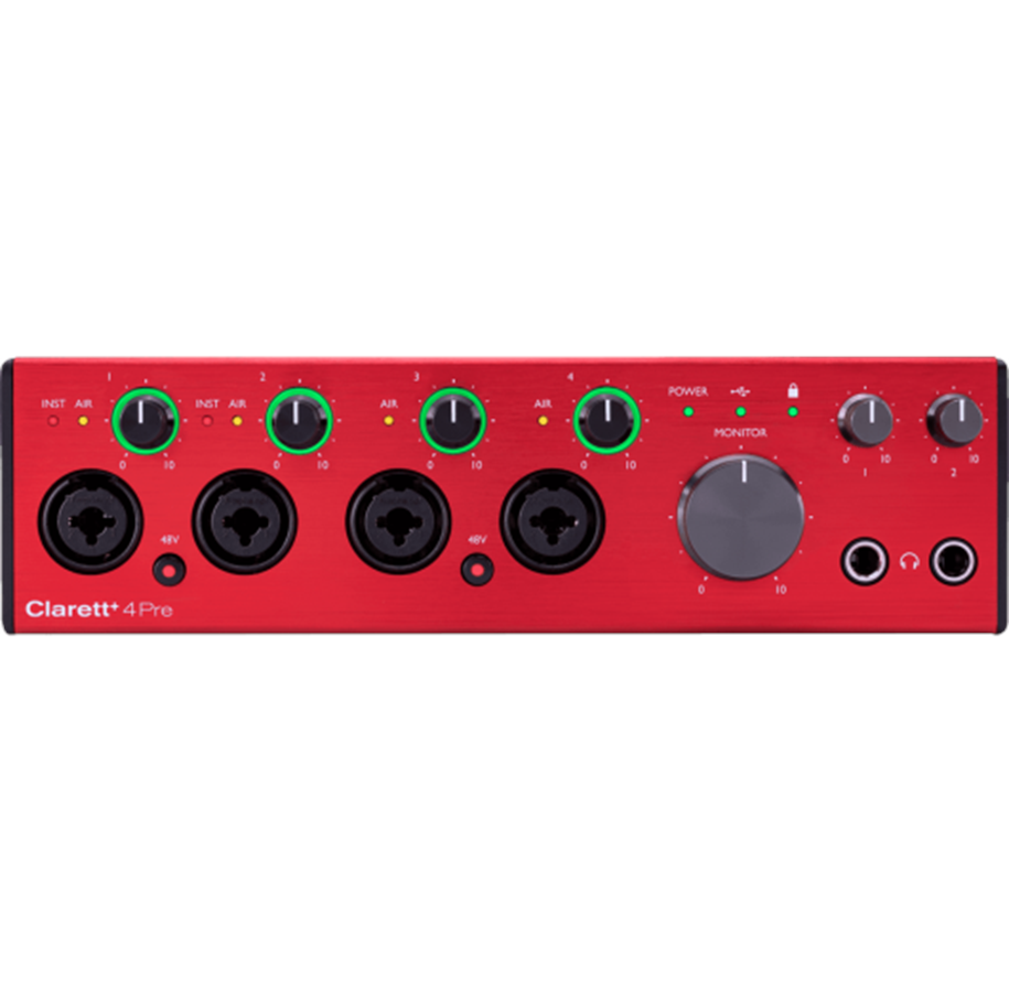 Musikinstrumente & DJ-Ausstattung - Focusrite Clarett+ 4Pre - 18 in / 8 out USB-C audio interface with analog air-circuit - 571721