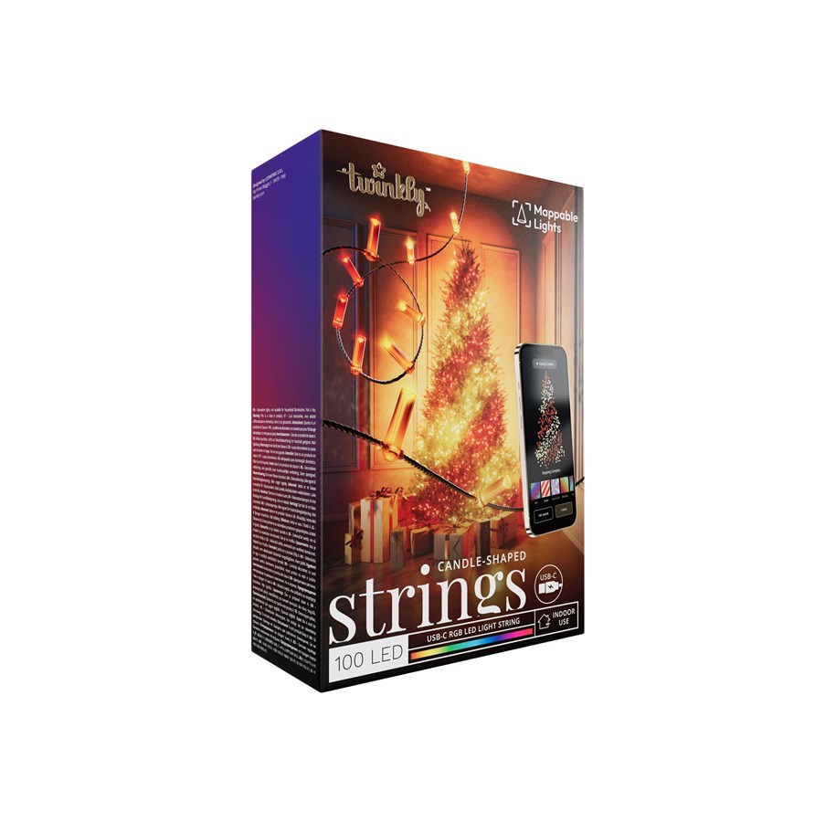 Smart-Home - Twinkly Candies - string lights - LED x 200 - 14 W - 16 million colours - 24500 K - candle - clear *DEMO* - TWKC200RGB-T