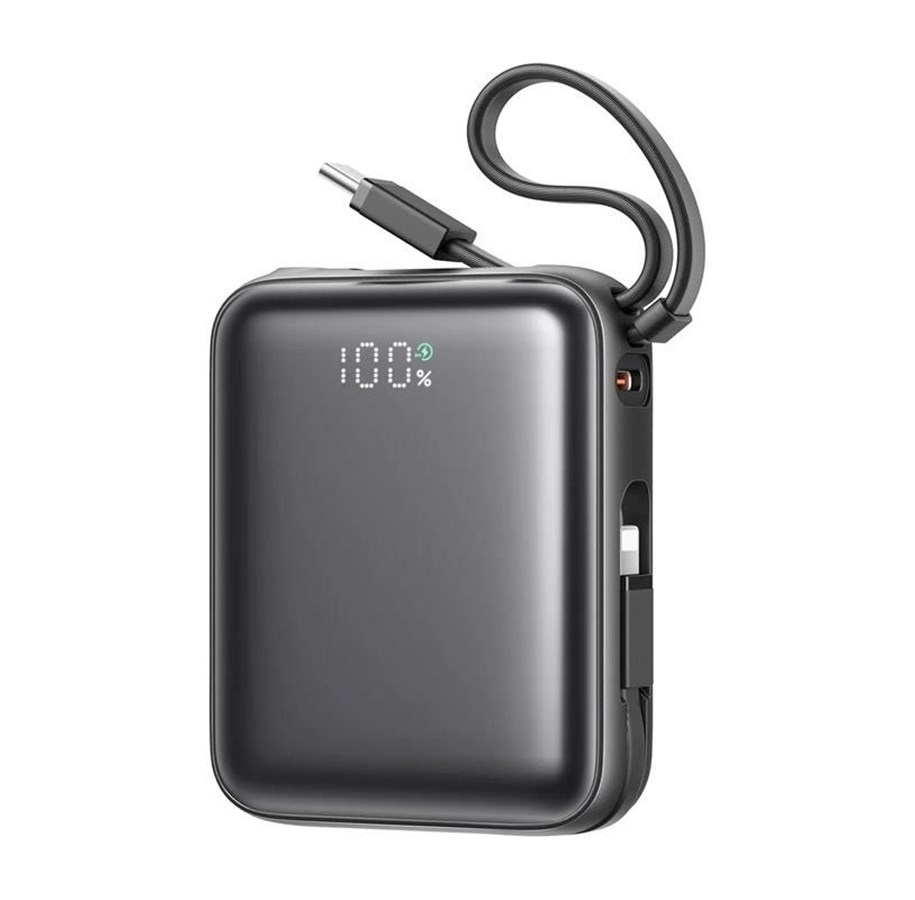 Powerbank (Akku) - Joyroom JR-PBF27 10000mAh 22.5W Powerbank with Built-in USB-C and Lightning Cables - Black - 10000 mAh - JR-PBF27