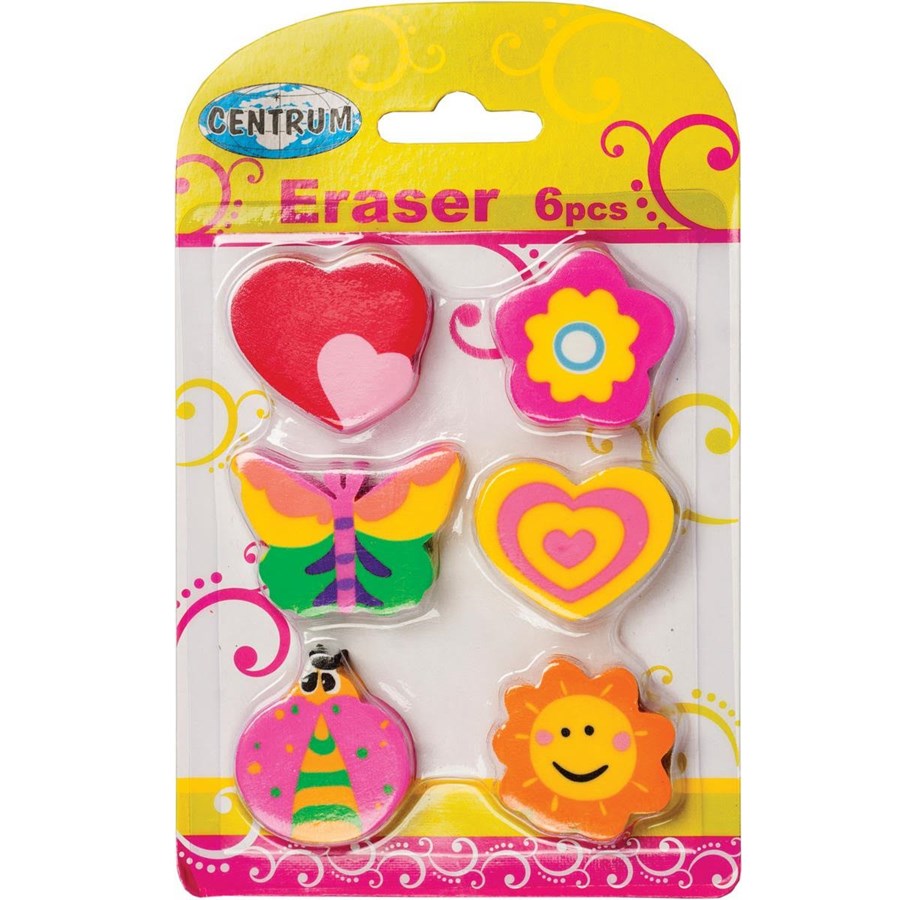 Utensilien zum Schreiben und Zeichnen - CENTRUM Eraser HEARTS 6 pcs. ass. on card - 86618