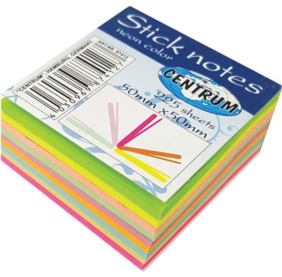 Papier, Fotopapier und Etiketten - CENTRUM StickNotes MAGIC 50*50mm 9 ass. neon colors - 87412