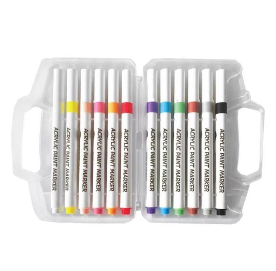 Hobby-Zubehör - Hobby Mate StencilsAcrylic markers 12 pcs in case - 89783