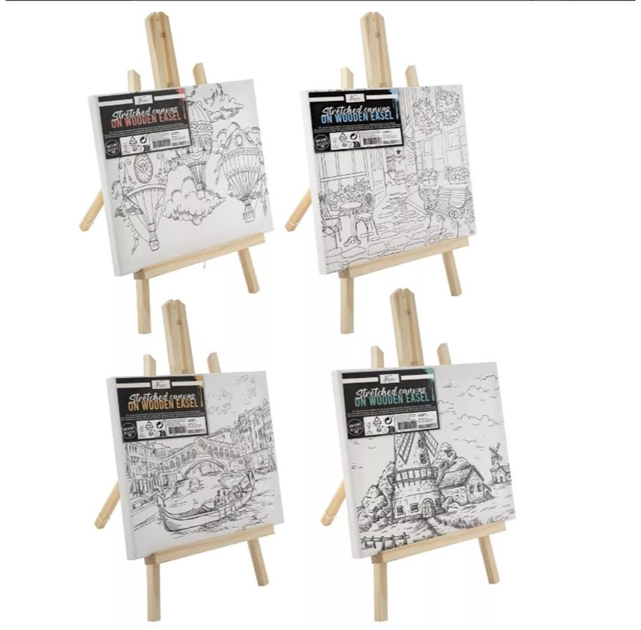 Hobby-Zubehör - Creative Craft Group Canvas with print 30*22.5cm + easel. - AR1075/GE