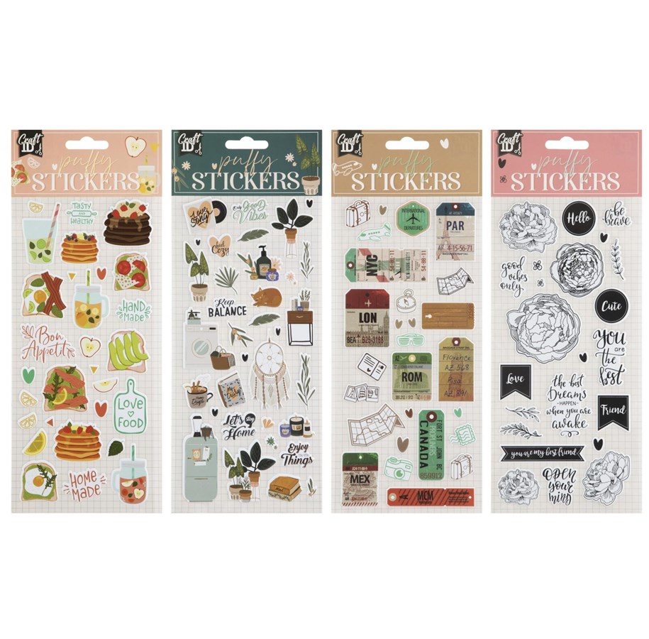Papier, Fotopapier und Etiketten - Creative Craft Group Stickers Puffy 4 different - CR6005/GE