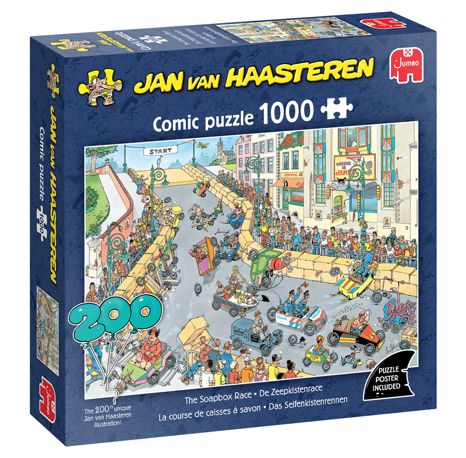 Puzzle - Jan van Haasteren The 200th unique illustration celebration! - The soapbox Race (1000) - 707-1110100609
