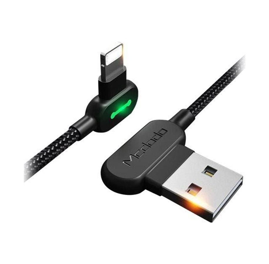 USB Kabel - Mcdodo Angle USB‑Lightning Cable CA‑4671 LED - Black - CA-4671