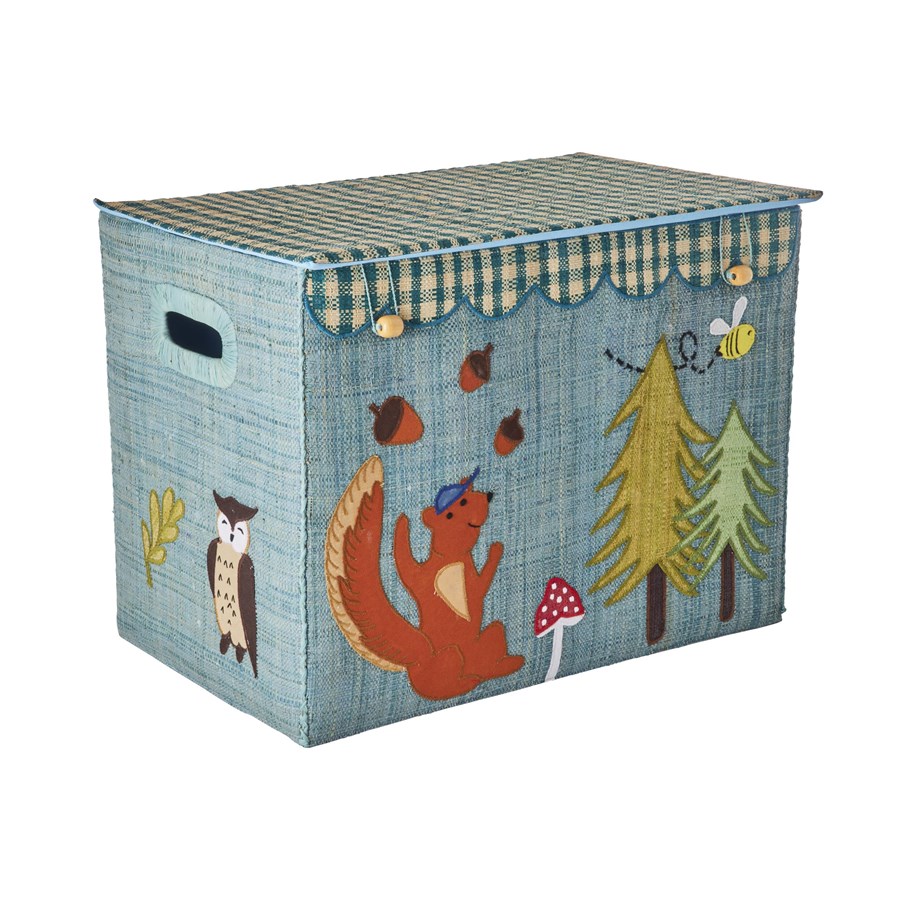 Kinderzimmer - Rice Raffia Storage Box with Happy Forest Theme - Extra Large - BSBOX-LHAFO