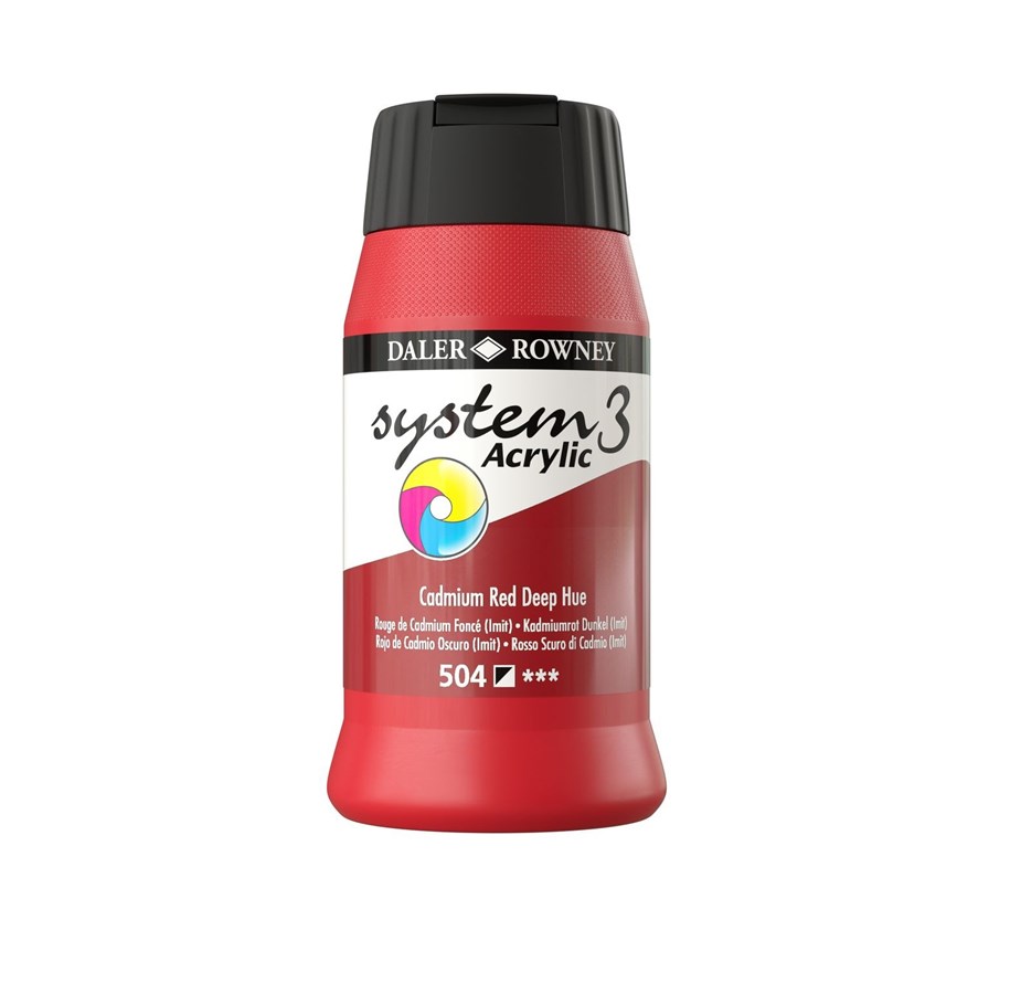 Kunst & Handwerk Ausstattung - Daler-Rowney System3 500 ml Cadmium Red Deep Hue - 16-129500504