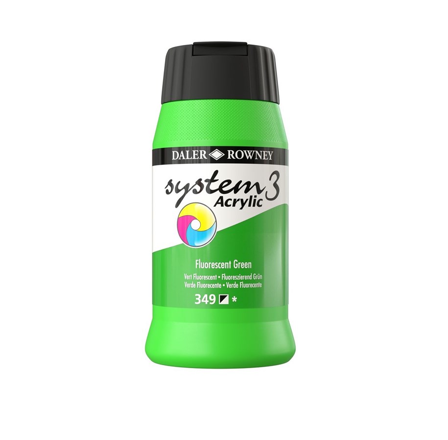 Kunst & Handwerk Ausstattung - Daler-Rowney System3 500 ml Fluorescent Green - 16-129500349