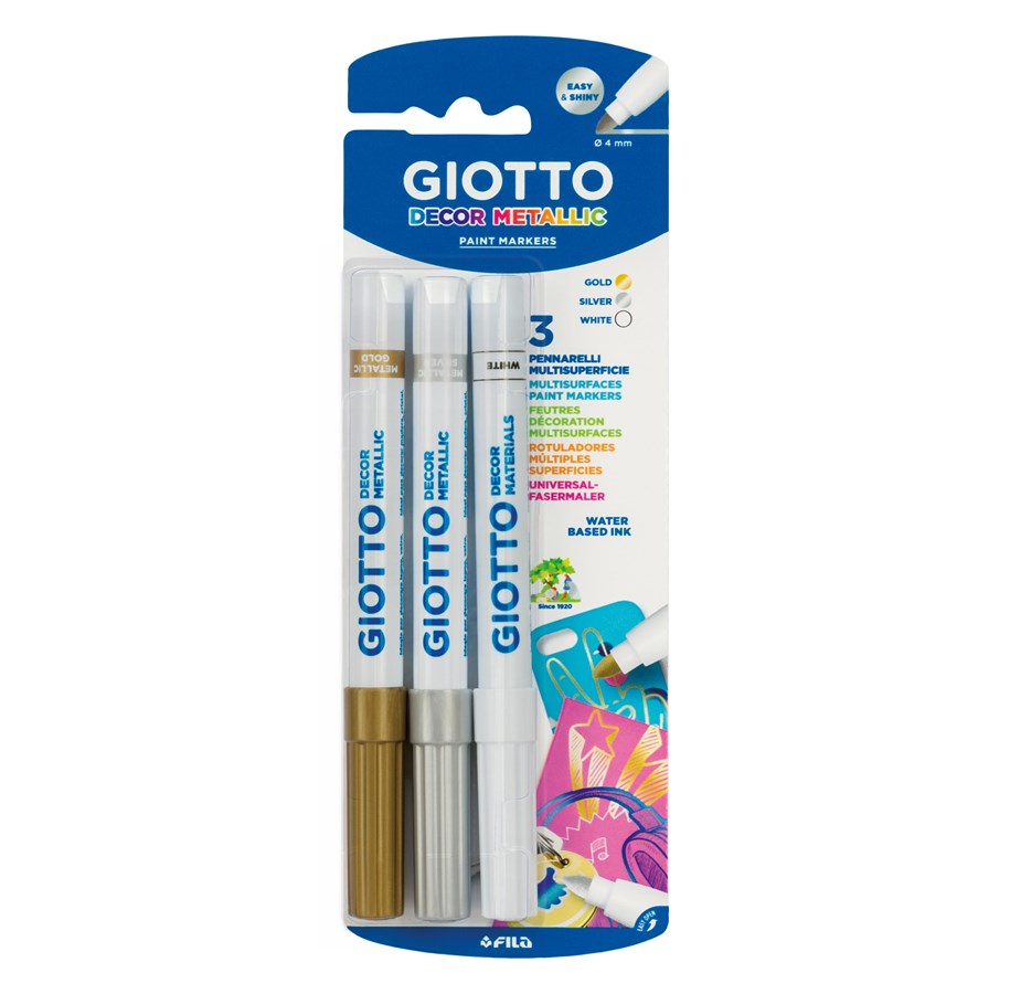 Utensilien zum Schreiben und Zeichnen - Giotto Decor Metal Paint Markers Gold/Silver/White 3 pcs BL - 11-014700