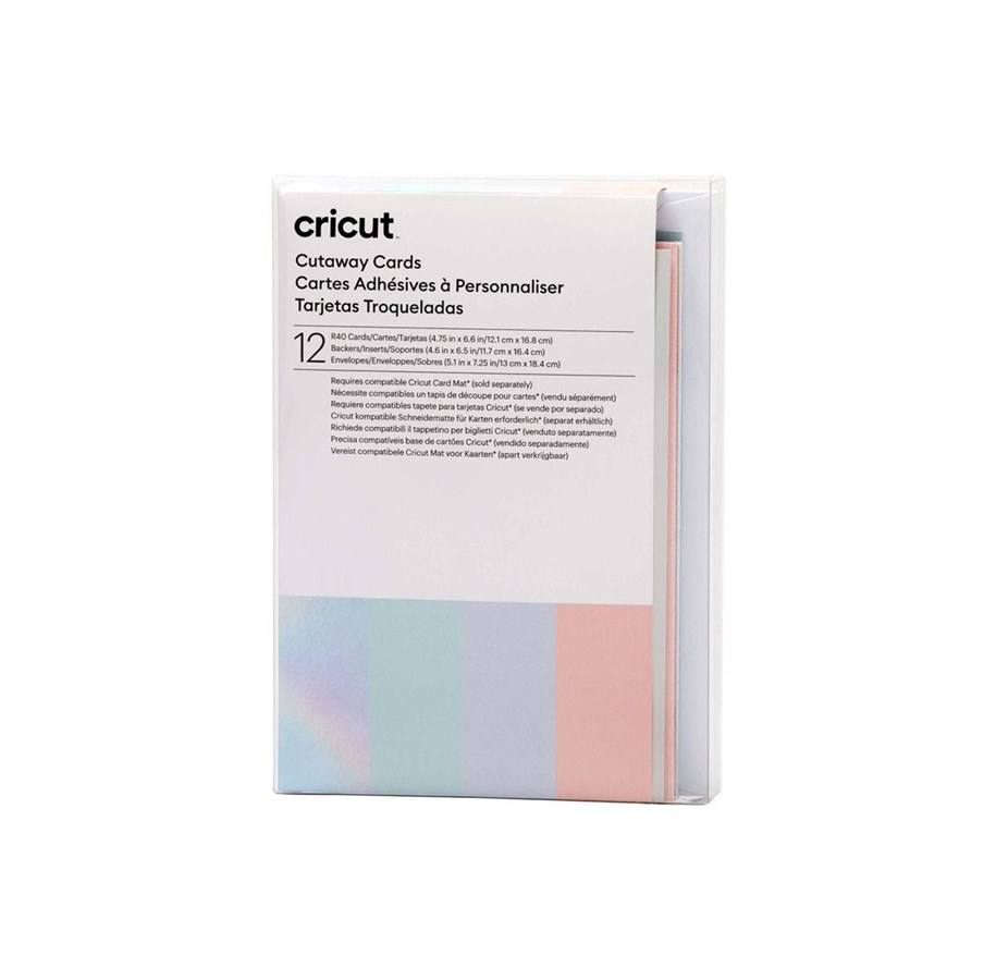 Label printer - Cricut Pastel Sampler - cutaway card set - powder blue tulip holographic silver matte white whispering blue - 2009483