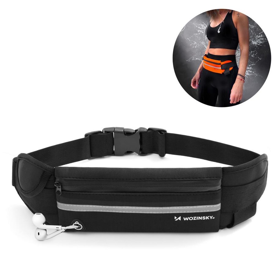 Sport & Fitness - Wozinsky Waist Bag Running Belt Black (WRBBK1) - 5907769306761