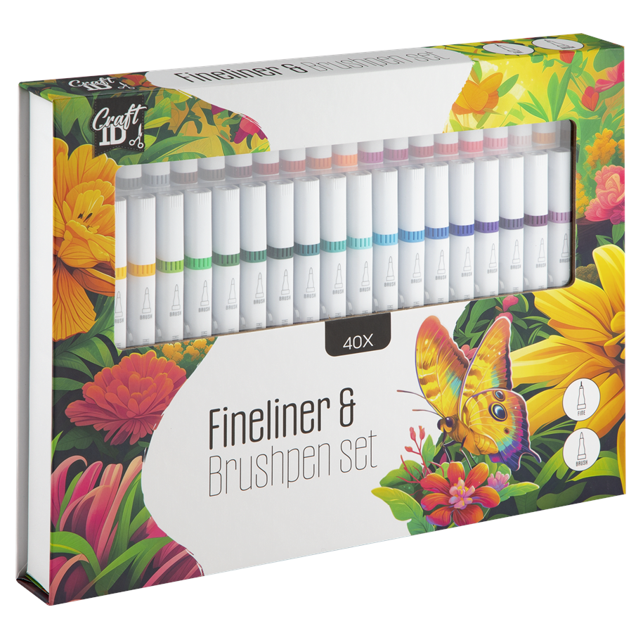 Kunst & Handwerk Ausstattung - Craft Sensations Fineliner & Brushpen set - 40 pcs - CR5028/GE