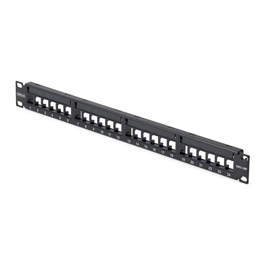 Netzwerkzubehör - StarTech.com C6PANELUTP241UCM 24 Port 1U Blank Keystone Patch Panel with Cable Management Bar Rackmount Cat6 Patch Panel for RJ45 UTP Ethernet Network Jacks - C6PANELUTP241UCM