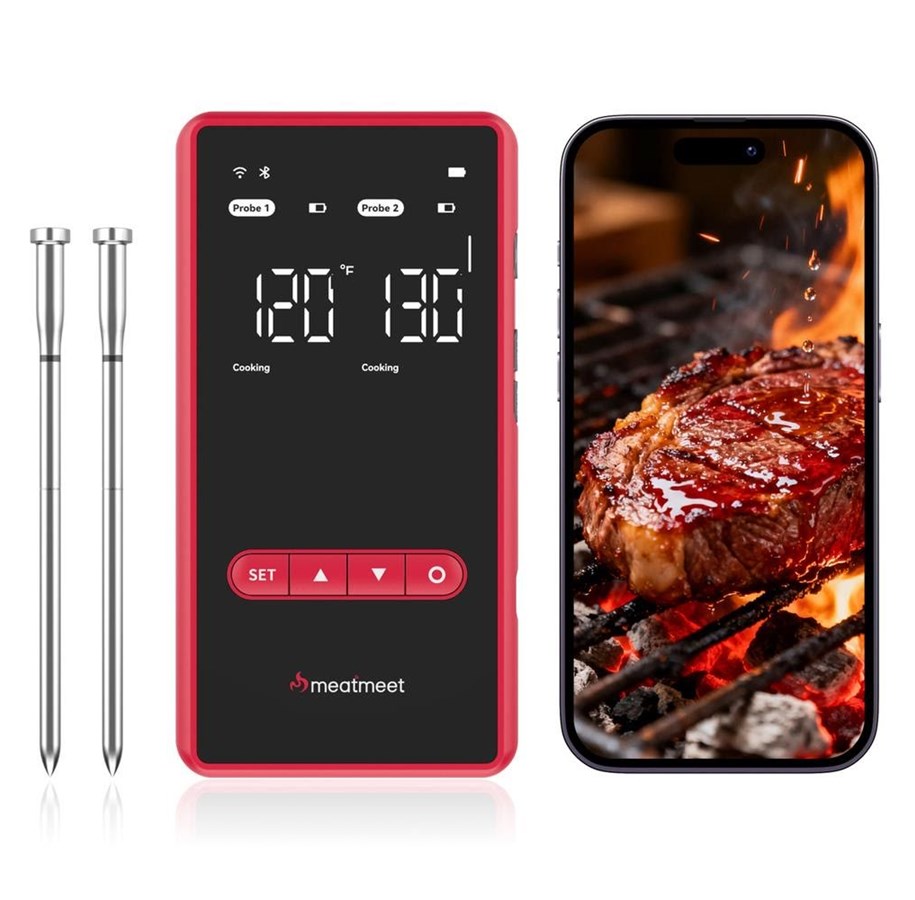 Andere Küchengeräte - Meatmeet X Pro Kitchen Thermometer with Bluetooth/WiFi App for Smoker Oven Grill - Black - Meatmeet X Pro