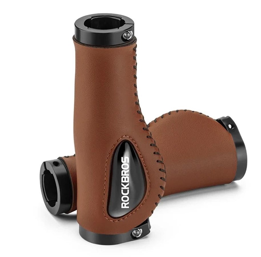 Fahrrad-Zubehör - Rockbros 40720001002 leather bicycle grips - brown - 40720001002