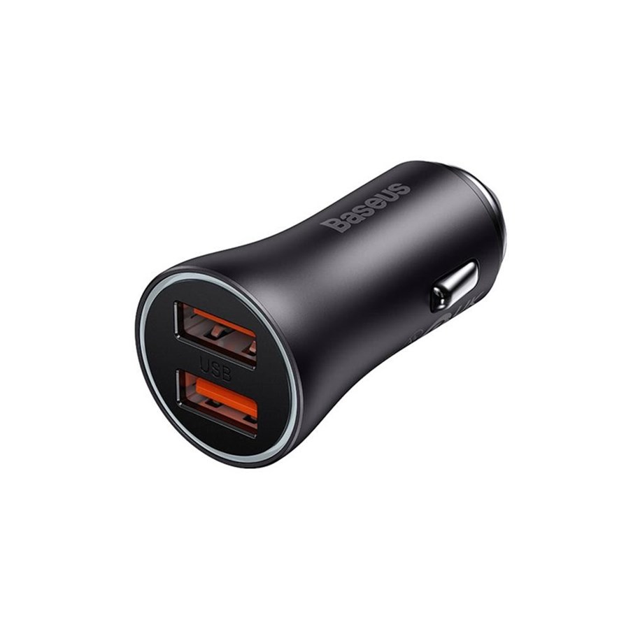 Handys - Adapter und Ladegeräte - Baseus Golden Contactor Max 2xUSB-A 60W Car Charger - Dark Gray - C00035100812-Z1