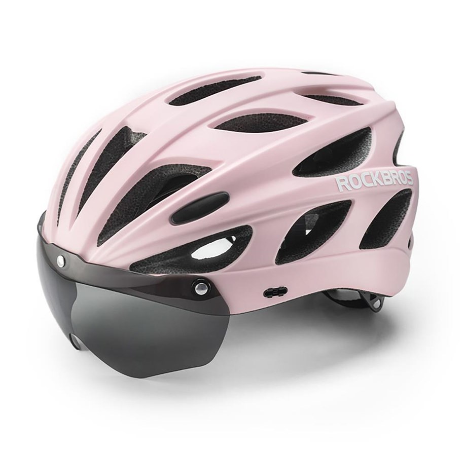 Fahrrad-Zubehör - Rockbros Bike Helmet with Visor Detachable UV Goggles Detachable Visor Unisex - Pink - 8386824304084