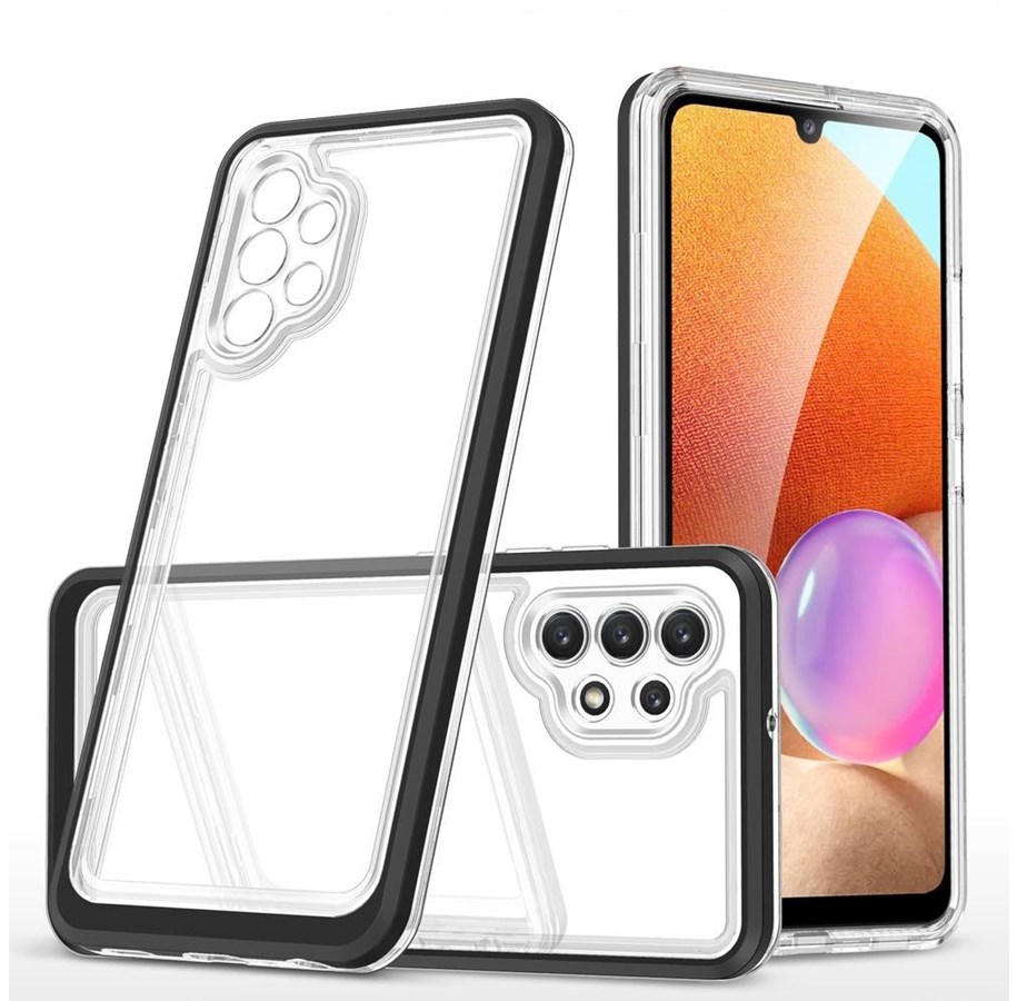Handys - Cover & Cases - Hurtel Clear 3in1 Case for Samsung Galaxy A72 4G Frame Gel Cover Black - 5907769338984