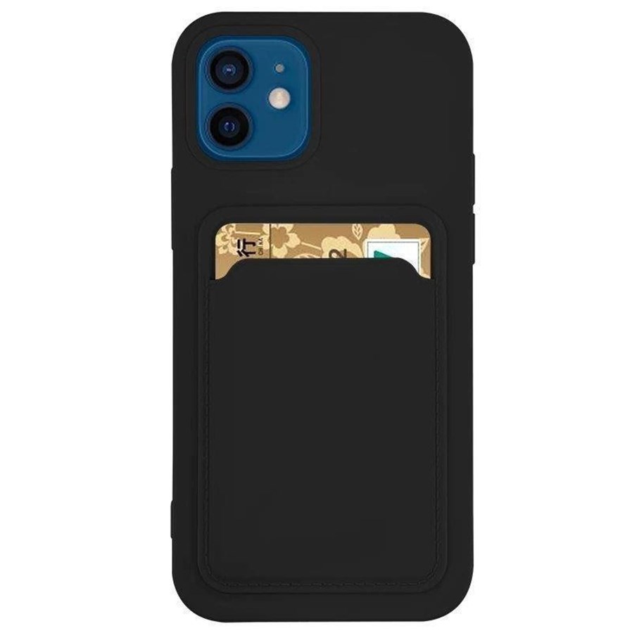 Handys - Cover & Cases - Hurtel Card Case Silicone Wallet Case with Card Slot Documents for Samsung Galaxy A73 Black - 5907769346682