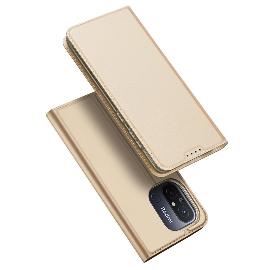 Handys - Cover & Cases - Dux Ducis Skin Pro Case for Xiaomi Redmi 11A / Poco C55 / Redmi 12C Flip Cover Card Wallet Stand Gold - 6934913030875