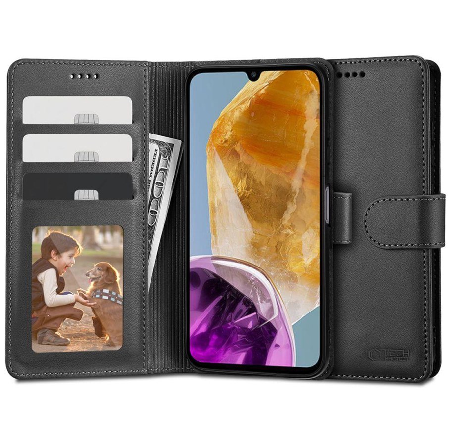 Handys - Cover & Cases - Tech-Protect Wallet Case for Samsung Galaxy M15 5G - Black - 5906302308101
