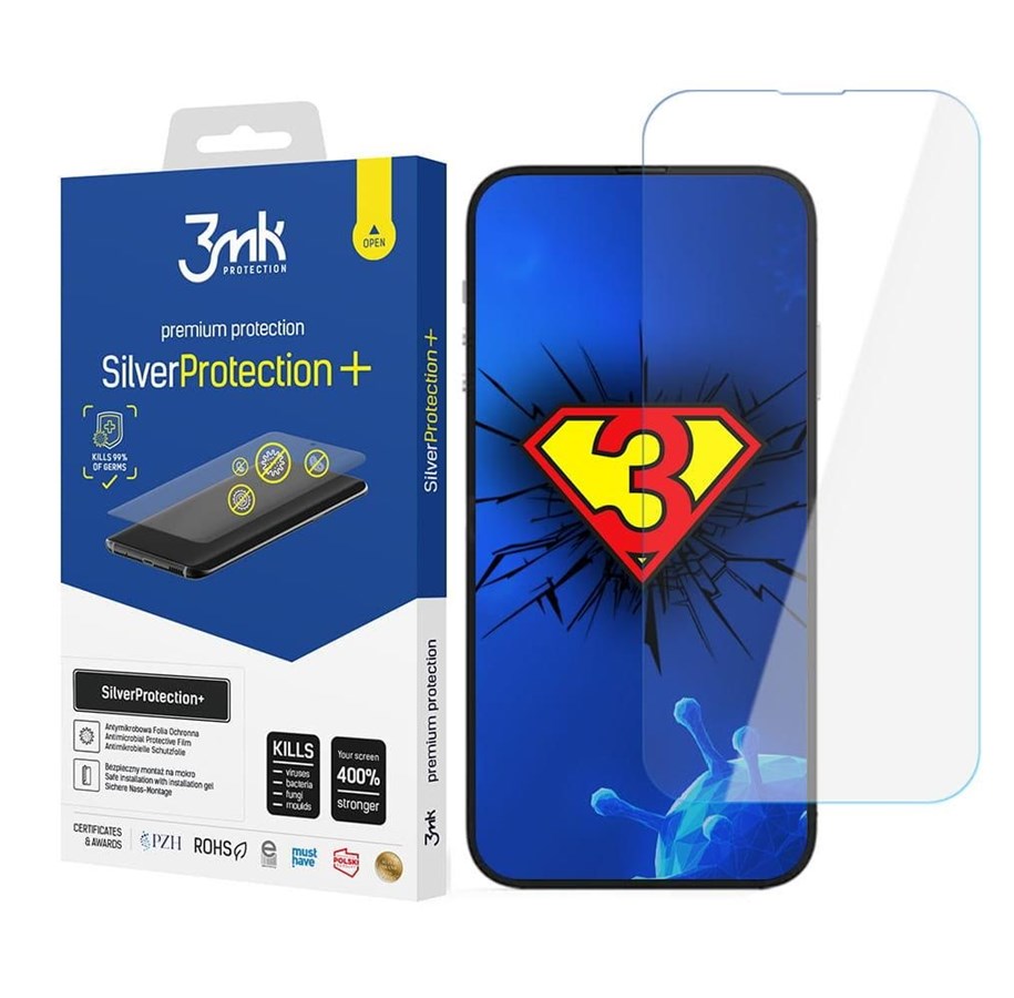 Handys - Schutzfolie - 3mk iPhone 14 Pro Max / 14 Plus Antibacterial Gaming Screen Film  Silver Protection+ - 5903108486347