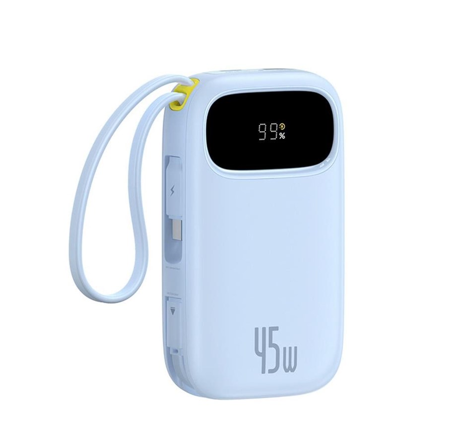 Powerbank (Akku) - Baseus EnerFill FC31 QPow3 20000mAh 45W Power Bank with Display with USB-C and Lightning Cables - Blue - E0028D03