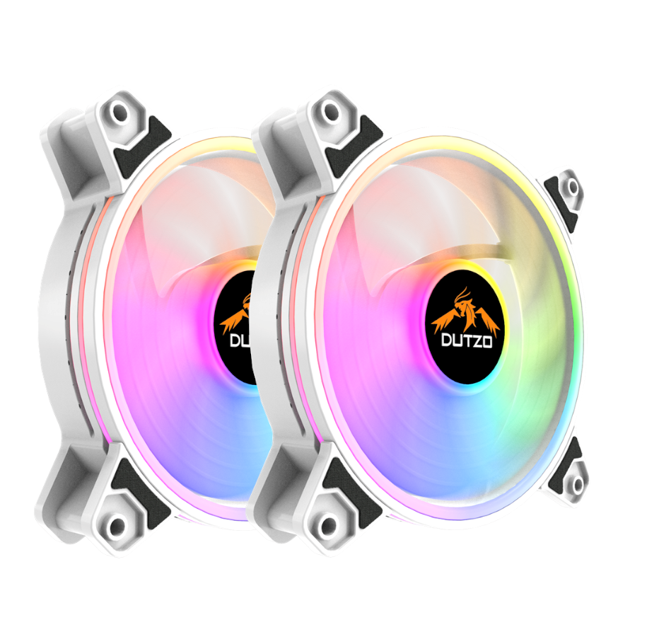 Gehäuselüfter - DUTZO KURA 120 White ARGB (2 pack) - Gehäuselüfter - 120mm - Weiß mit RGB LED - 24 dBA - 2x_KURA_120_ARGB_White