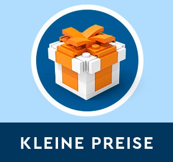 LEGO kleine Geschenke – Geschenkbox aus weißen und orangefarbenen LEGO Steinen mit Schleife